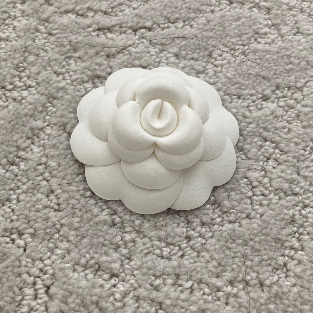 CHANEL White Camellia Brooch